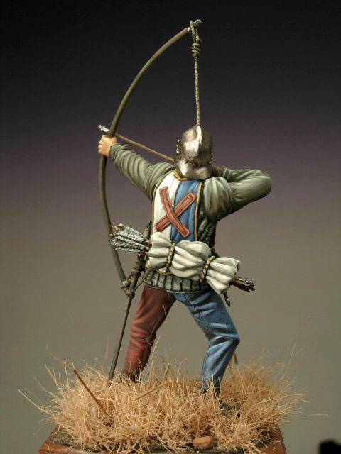 La vi&ntilde;eta recrea la figura de un Arquero Borgo&ntilde;es en plena batalla alrededor del a&ntilde;o 1475.   