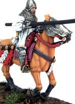 . La figura representa a un hombre de armas a caballo frances durante la batalla de Agincourt.