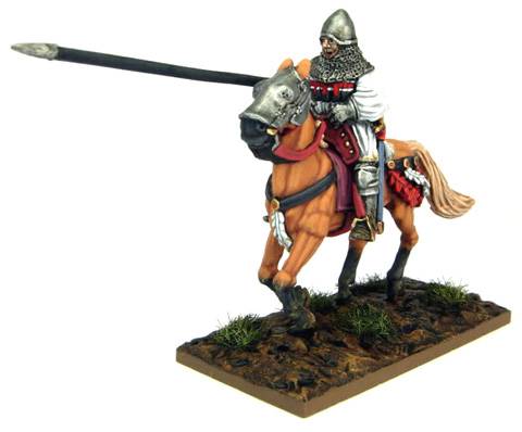 . La figura representa a un hombre de armas a caballo frances durante la batalla de Agincourt.