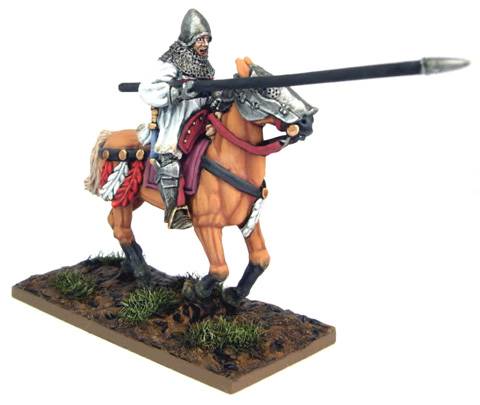 . La figura representa a un hombre de armas a caballo frances durante la batalla de Agincourt.