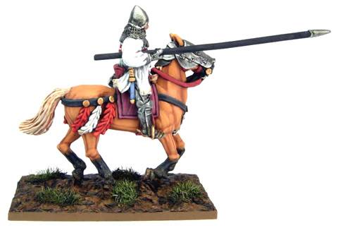 . La figura representa a un hombre de armas a caballo frances durante la batalla de Agincourt.
