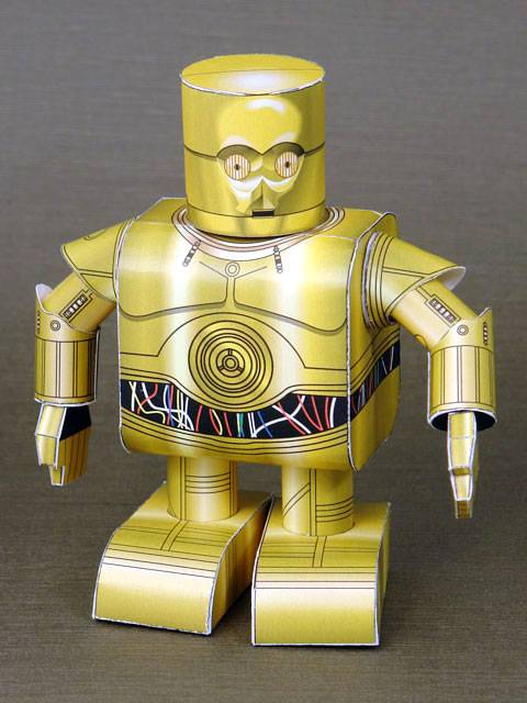 Recortable de papel o cartulina de C3PO en la versi&oacute;n infantil
