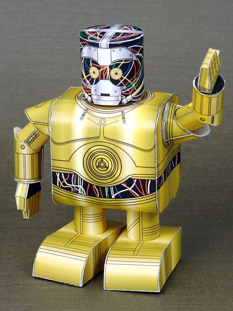 Recortable de papel o cartulina de C3PO en la versi&oacute;n infantil