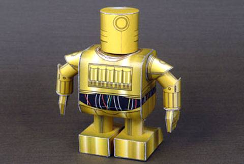 Recortable de papel o cartulina de C3PO en la versi&oacute;n infantil