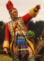 Figura de un guerrero Mohwak con pinturas de guerra durante la Guerra Franco India en 1759