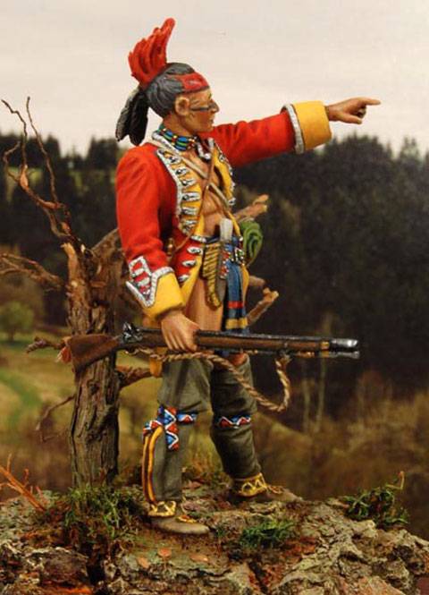 Figura de un guerrero Mohwak con pinturas de guerra