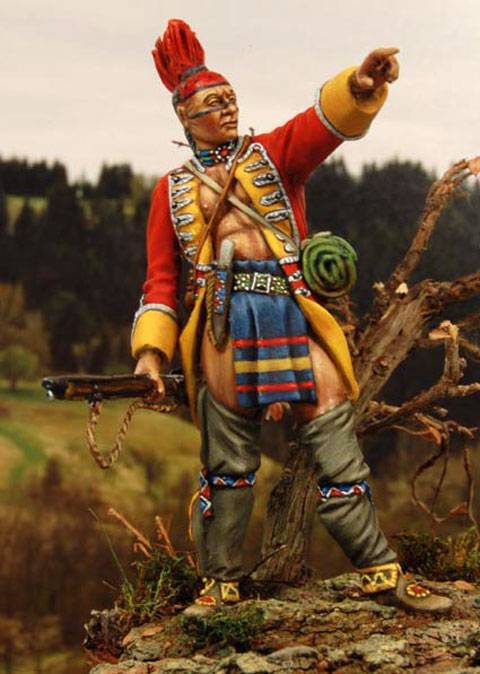 Figura de un guerrero Mohwak con pinturas de guerra