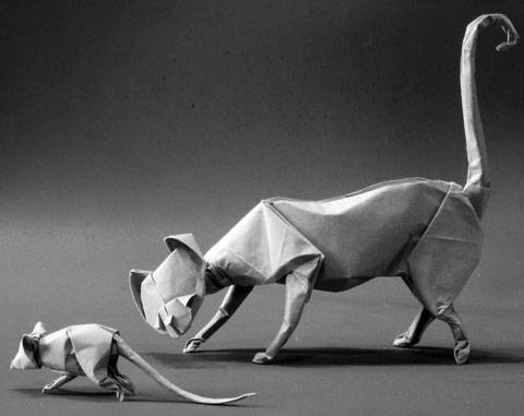 Gato cazando un Raton del Maestro Jose Felipe Moreno Salinas