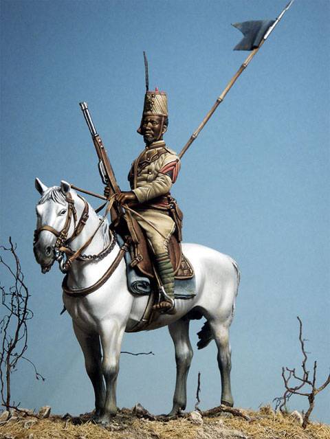 figura de un soldado ind&iacute;genea askari, perteneciente al Regimiento de Lanceros de la Caballer&iacute;a Colonial Italiana