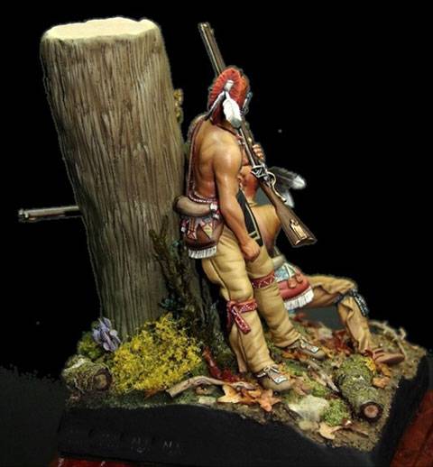 Nativos americanos de los bosques en Pie de Guerra