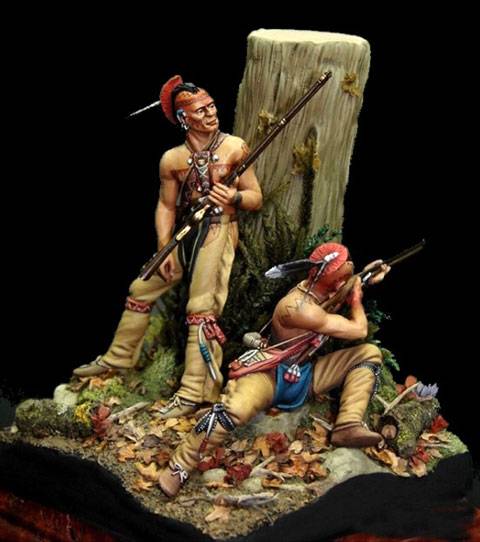 Nativos americanos de los bosques en Pie de Guerra