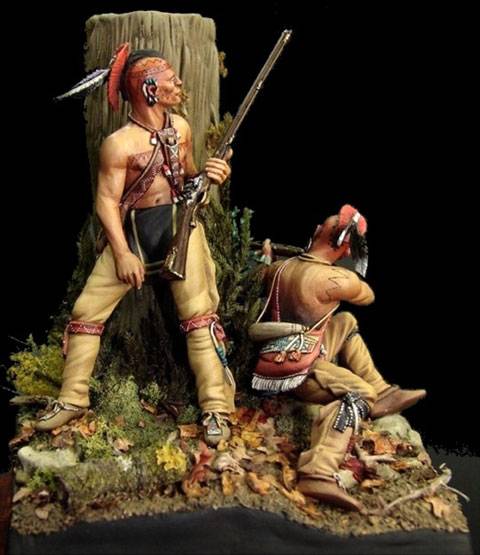Nativos americanos de los bosques en Pie de Guerra