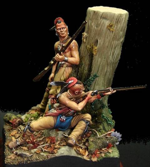 Nativos americanos de los bosques en Pie de Guerra