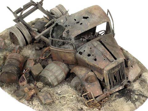 Diorama Opel Blitz Destrozado - Escala 1/35