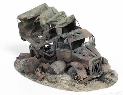 Diorama Opel Blitz Destrozado - Escala 1/35