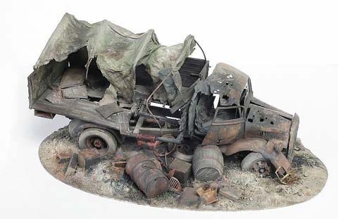 Diorama Opel Blitz Destrozado - Escala 1/35