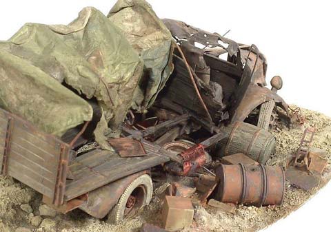 Diorama Opel Blitz Destrozado - Escala 1/35