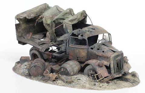 Diorama Opel Blitz Destrozado - Escala 1/35