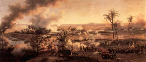 Batalla de las Pir&aacute;mides, &oacute;leo de Louis-Fran&ccedil;ois Lejeune.