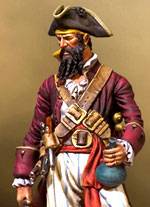 Figura de la Casa de Miniaturas Espa&ntilde;ola  Andrea Miniaturas a escala de 54 mm. representando al famoso Pirata Barbanegra, leyenda de los 7 mares. 