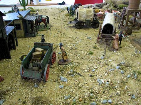 Escaramuza de wargame en un Pueblo Minero del Oeste