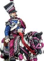 La miniatura representa a la figura del Pr&iacute;ncipe Josef Poniatowski montado a caballo en uniforme de media gala en combate.