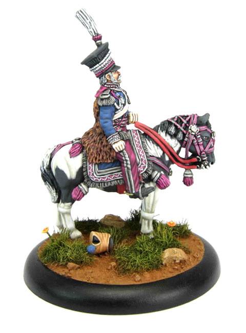 La miniatura representa a la figura del Pr&iacute;ncipe Josef Poniatowski montado a caballo en uniforme de media gala en combate.