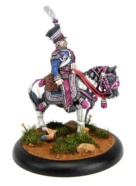 La miniatura representa a la figura del Pr&iacute;ncipe Josef Poniatowski montado a caballo en uniforme de media gala en combate.