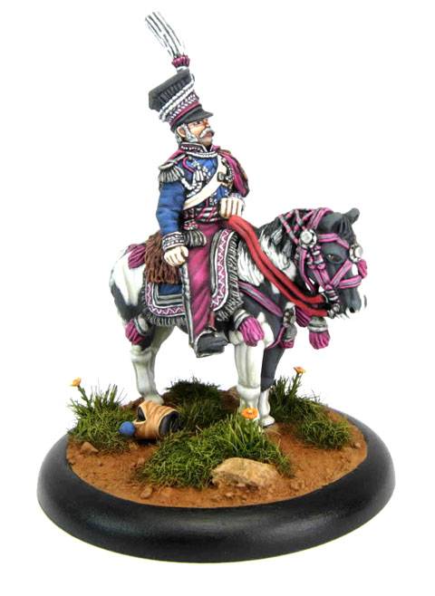 La miniatura representa a la figura del Pr&iacute;ncipe Josef Poniatowski montado a caballo en uniforme de media gala en combate.