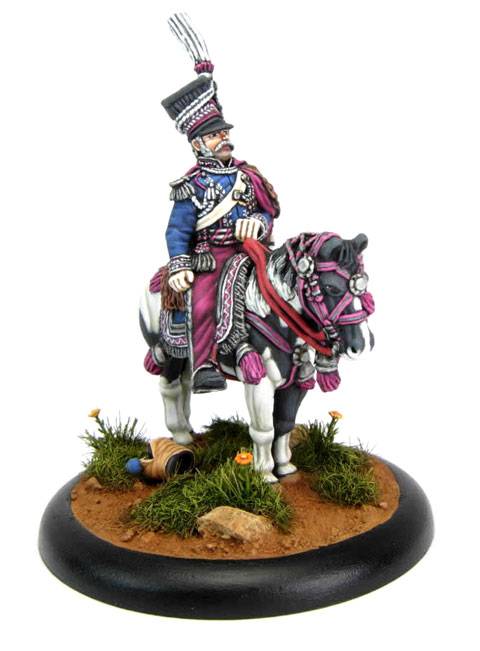 La miniatura representa a la figura del Pr&iacute;ncipe Josef Poniatowski montado a caballo en uniforme de media gala en combate.