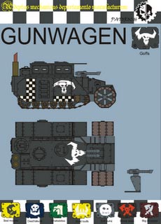 Horda de Gunwagons Orkos - Recortable  Warhammer 40.000 - Escala 28mm.
