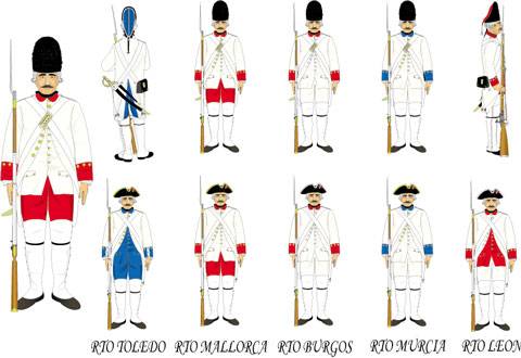 Regimientos de Infanteria Espa&ntilde;ola de 1789.  