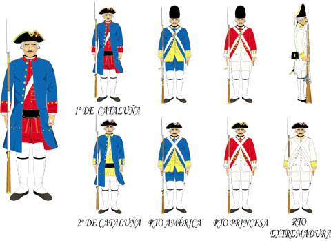Regimientos de Infanteria Espa&ntilde;ola de 1789.  