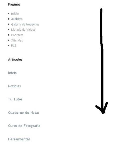 categorias y paginas
