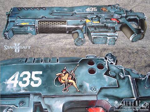 Recortable de Papel del  Arma de Asalto de Starcraft , el Terran Marine Cannon a escala 1/1.