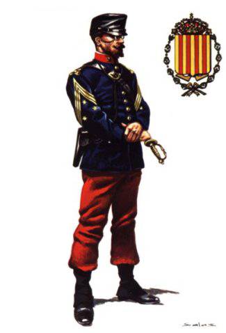 CAPITAN DE INFANTERIA DEL RGTO. REINA N&ordm;2, TRAJE DECAMPA&Ntilde;A - 1875
