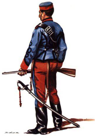 SOLDADO CAZADORES DE CABALLERIA, UNIFORME DE SERVICIO - 1875