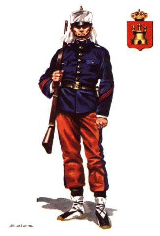 CABO DE INFANTERIA DE LINEA, TRAJE DE MARCHA, RGTO. INMEMORIAL DEL REY - 1884