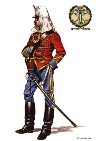 OFICIAL DE HUSARES DE PAVIA, UNIFORME DE VERANO - 1886