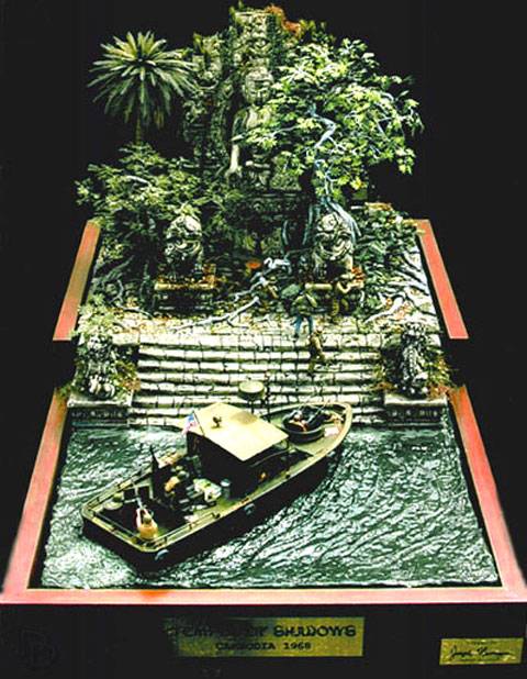 Diorama a escala 1:35 representando a un grupo de marines de exploraci&oacute;n en la selva de Camboya durante 1968.