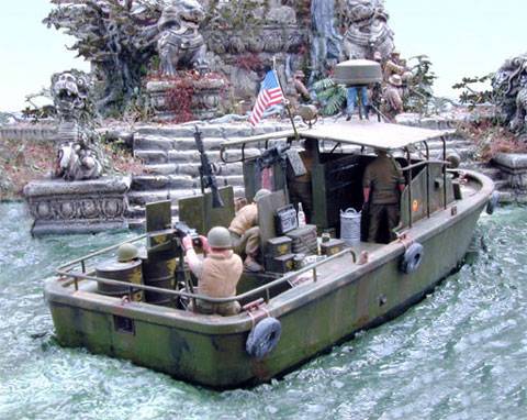 Diorama a escala 1:35 representando a un grupo de marines de exploraci&oacute;n en la selva de Camboya durante 1968.