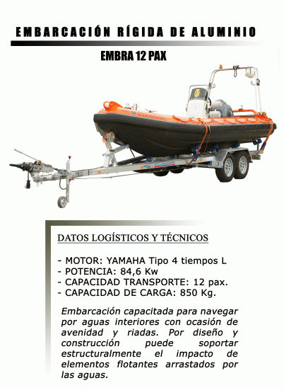 EMBARCACION RIGIDA DE ALUMINIO - EMBRA 12 PAX