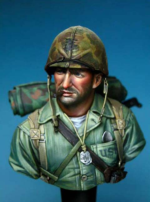 Busto de un Marine de los Estados Unidos en Iwojima - 1945. 