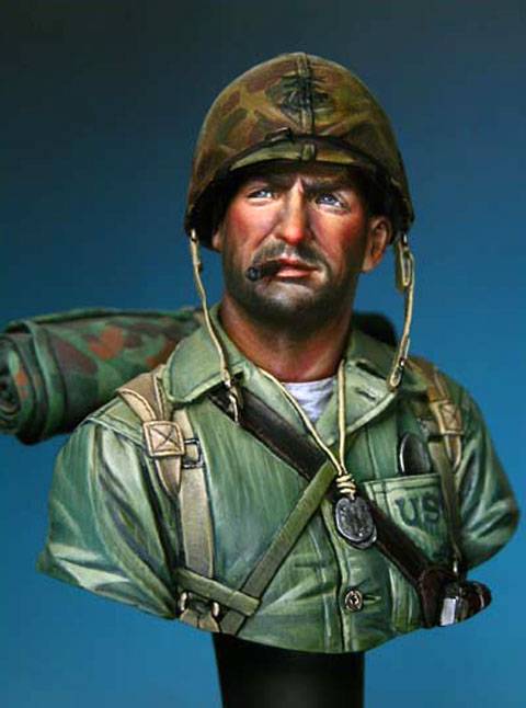 Busto de un Marine de los Estados Unidos en Iwojima - 1945. 