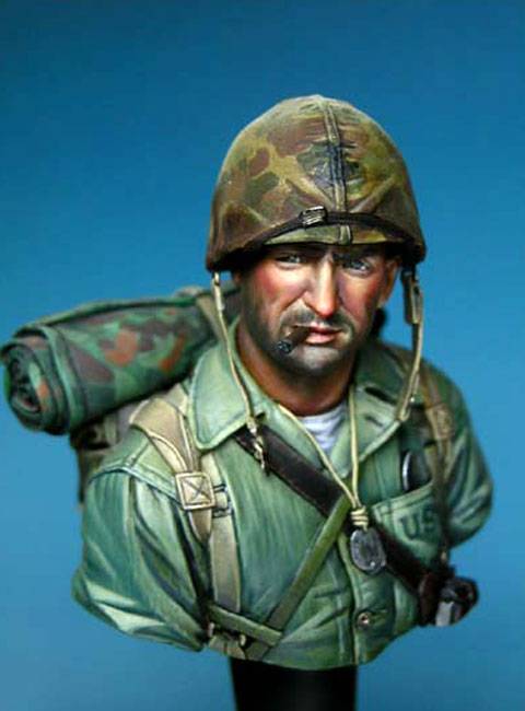 Busto de un Marine de los Estados Unidos en Iwojima - 1945. 
