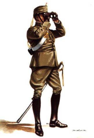 OFICIAL ARTILLERIA MONTADA UNIFORME SERVICIO DIARIO EN VERANO - 1914