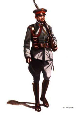 ALUMNO DE LA ACADEMIA GENERAL MILITAR, TRAJE DE DIARIO EN FORMACION - 1930
