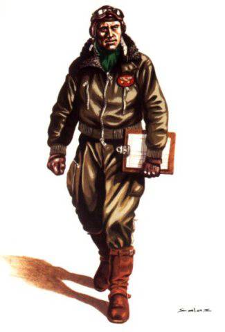 TENIENTE PILOTO AVIACION EN TRAJE DE VUELO - 1942 