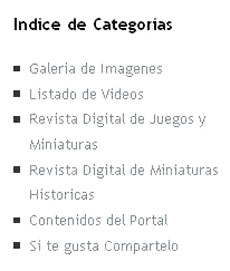 Indice de Categorias. 